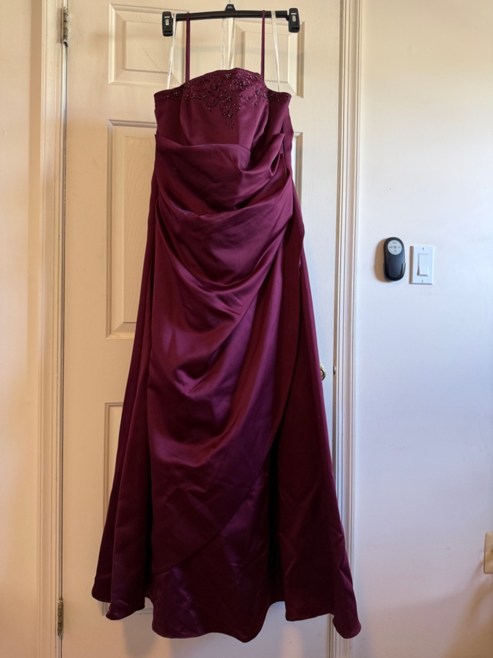 Strapless Evening Dress in Deep Wine Burgundy